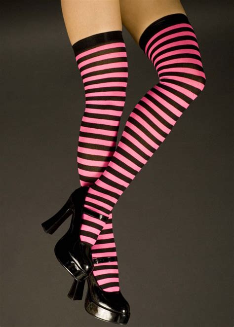 pink striped stockings